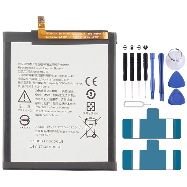 Batteria ai polimeri di litio HEX16 per Nokia 6 TA-1000 TA-1003, For Nokia 6 Batteria ai polimeri di litio HEX16 per Nokia 6 TA-1000 TA-1003, For Nokia 6